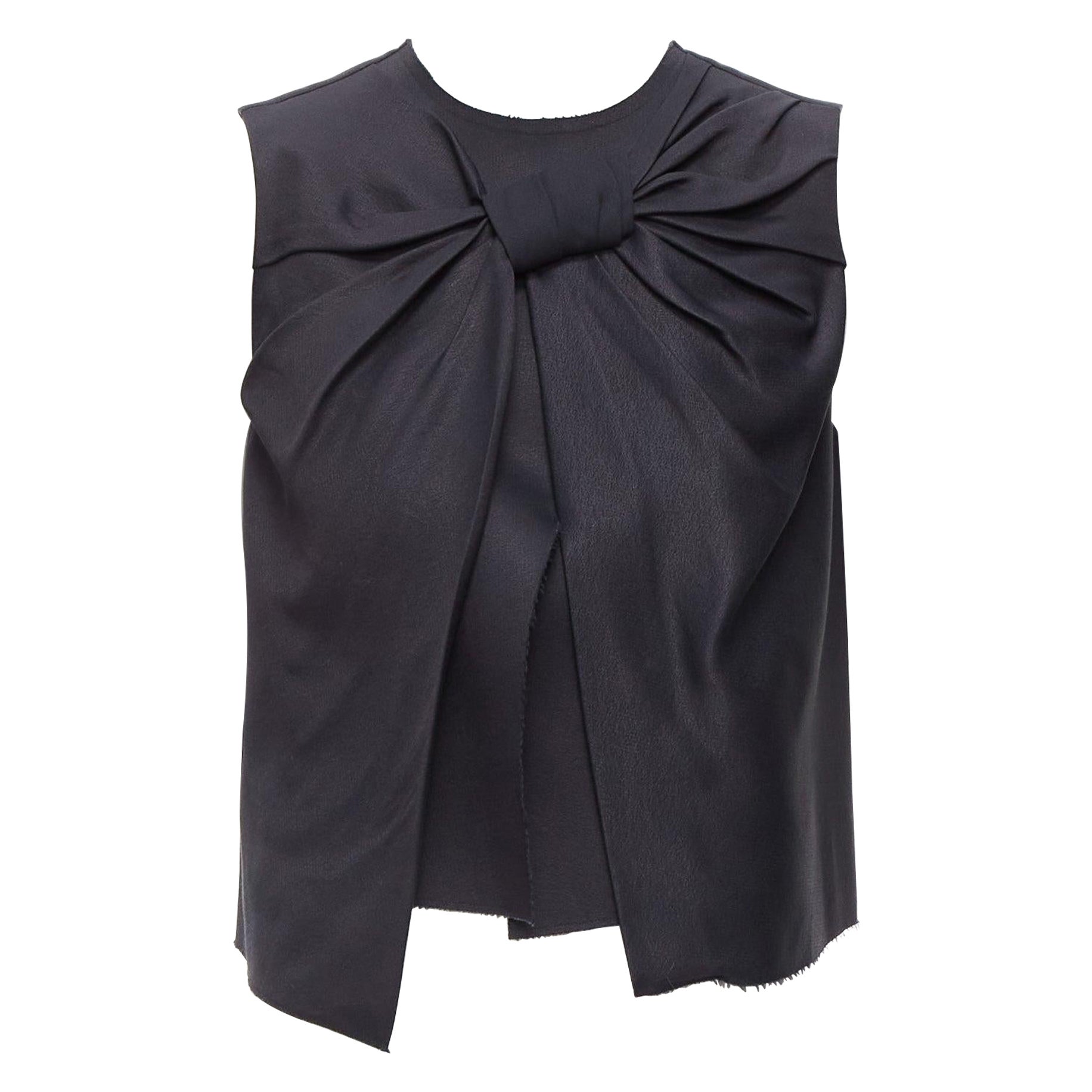 OLD Celine Phoebe Philo Runway noir twist knot splice cropped vest top FR38 M en vente