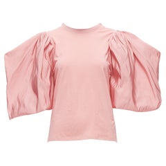 ALEXANDER MCQUEEN Rosa-rosa dramatisches Baumwoll-Tshirt mit Puffärmeln IT38 XS