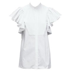 ALEXANDER MCQUEEN Weißes Tunikahemd mit Fransenärmeln und Mandarin-Halsausschnitt aus Baumwolle IT38 XS
