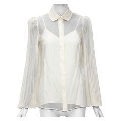 GUCCI cream silk blend puff sleeve Peter Pan collar cami lined blouse IT38 XS