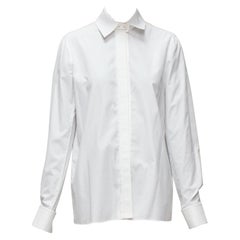 GIVENCHY Riccardo Tisci Silbernes weißes Baumwollhemd mit Metallknöpfenkragen FR40 L