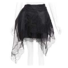 ERMANNO SCERVINO 2018 black lace overlay cascade asymmetric mini skirt IT40 S