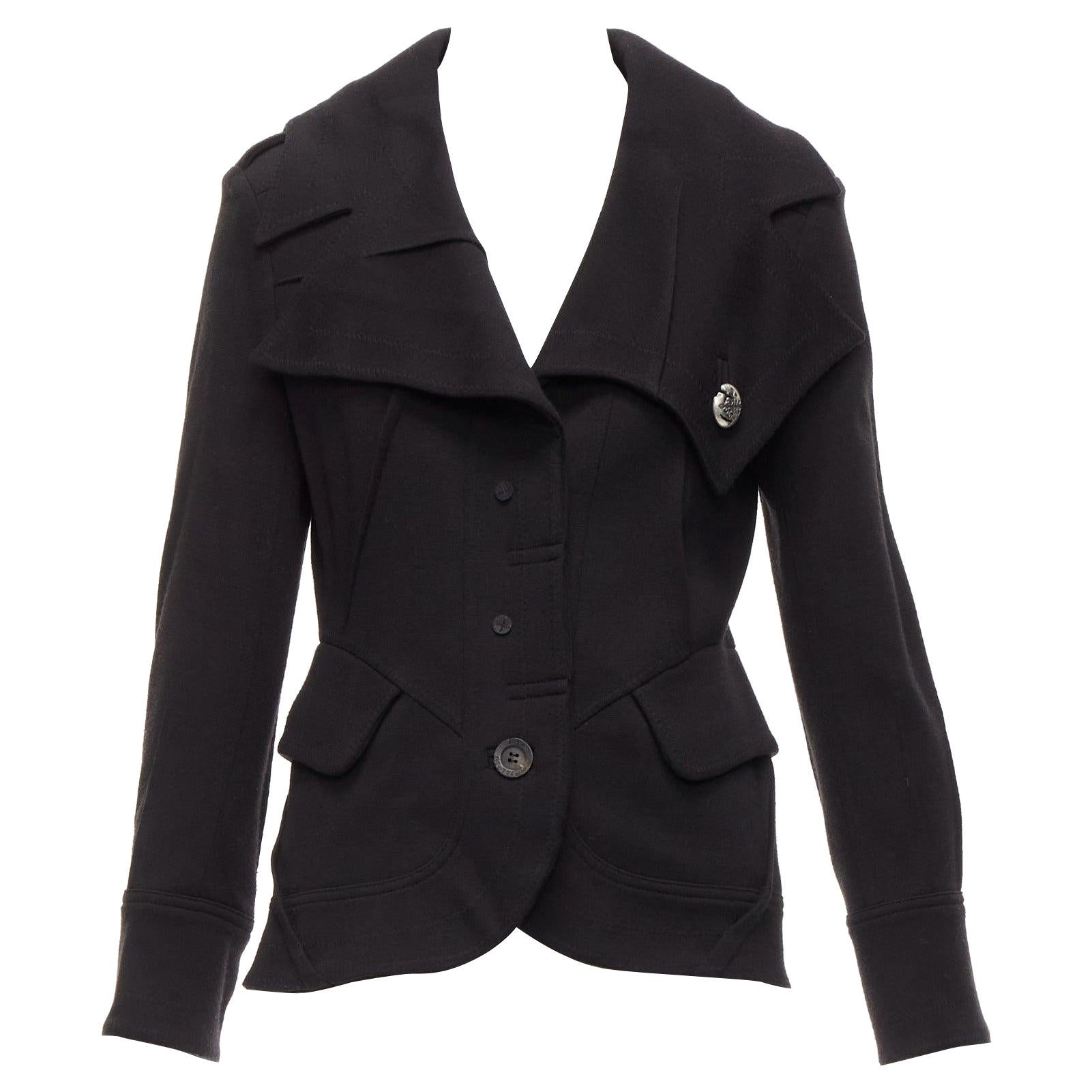 JOHN GALLIANO inverted reconstructed pleat foldover collar blazer jacket FR38 M For Sale