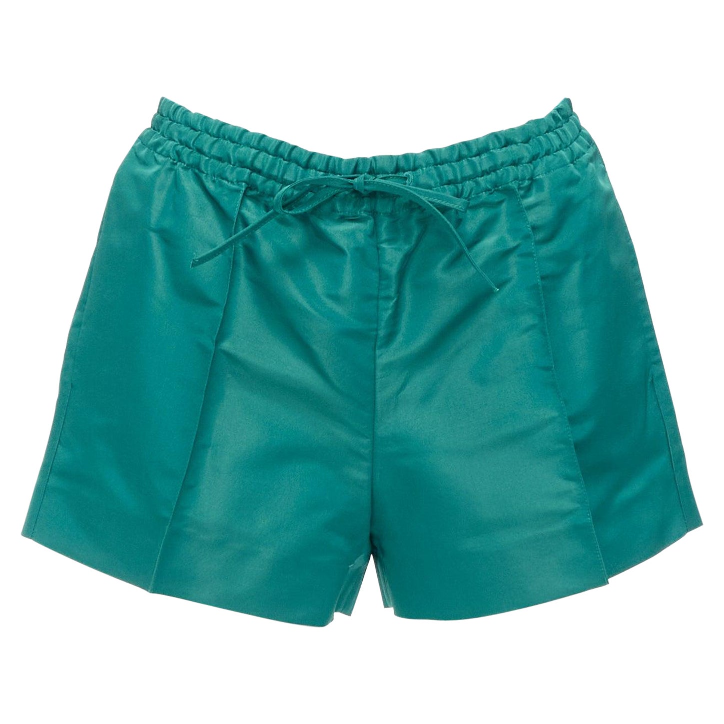 VALENTINO  100% Seide Piccioli Grüne Shorts mit hoher Taille und Kordelzug IT38 XS im Angebot