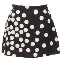 VALENTINO 2020 black cream polka dot virgin wool silk mini skorts IT38 XS