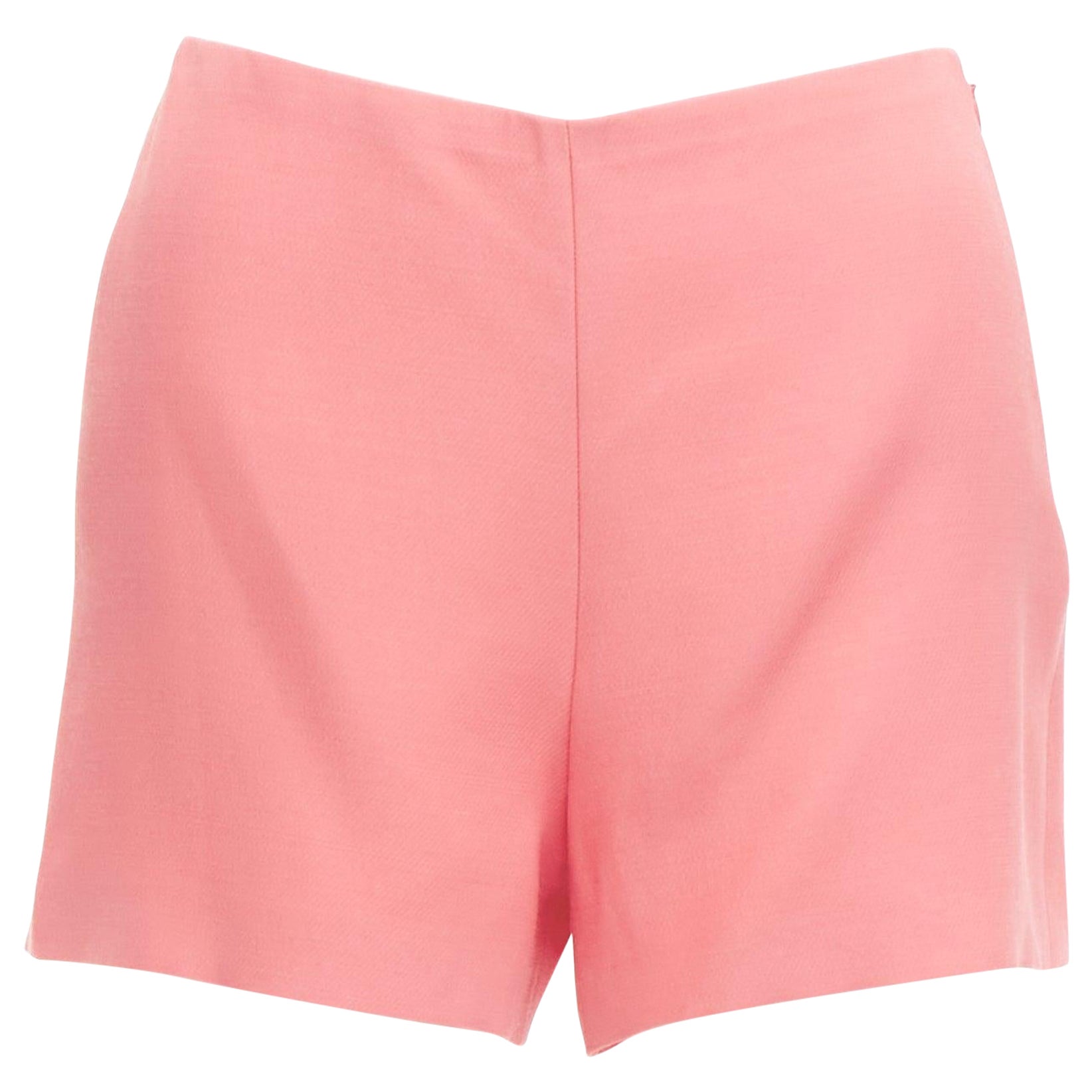 VALENTINO rose pink virgin wool silk high waist minimal wide shorts IT38 XS For Sale