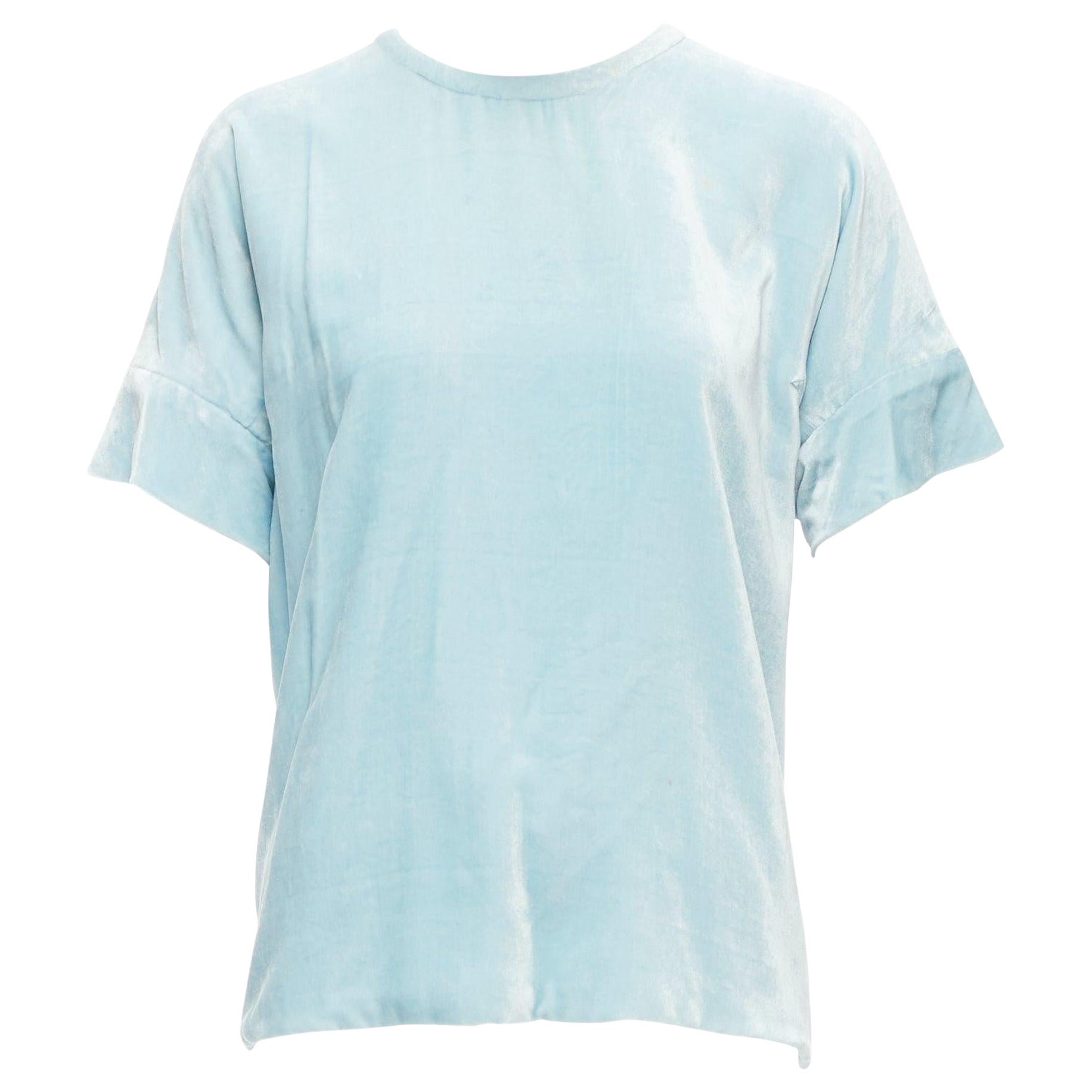 MARC JACOBS powder blue rayon silk velvet darted short sleeve top US2 S For Sale