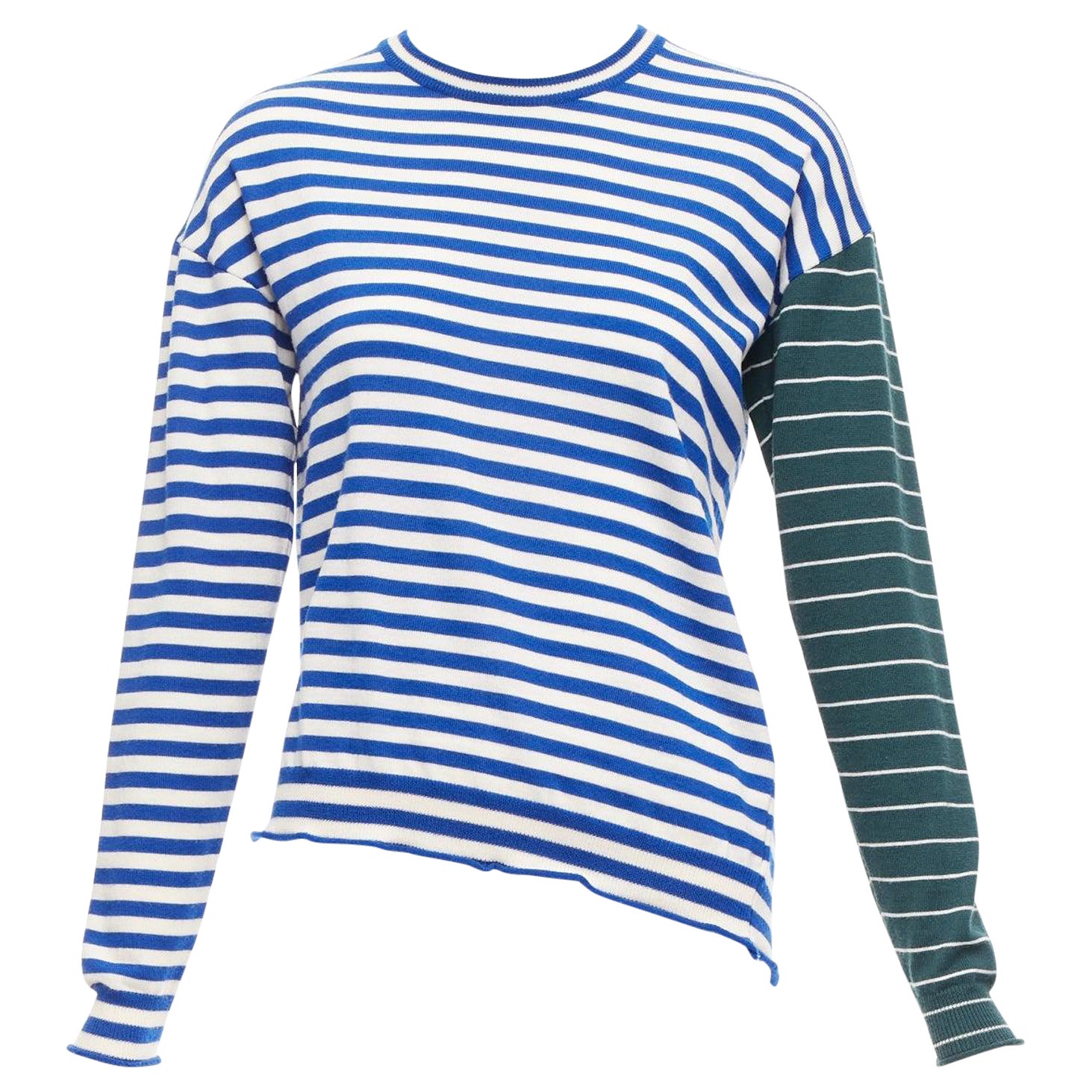 PORTS 1961 blue white green stripes asymmetric hem sweater For Sale
