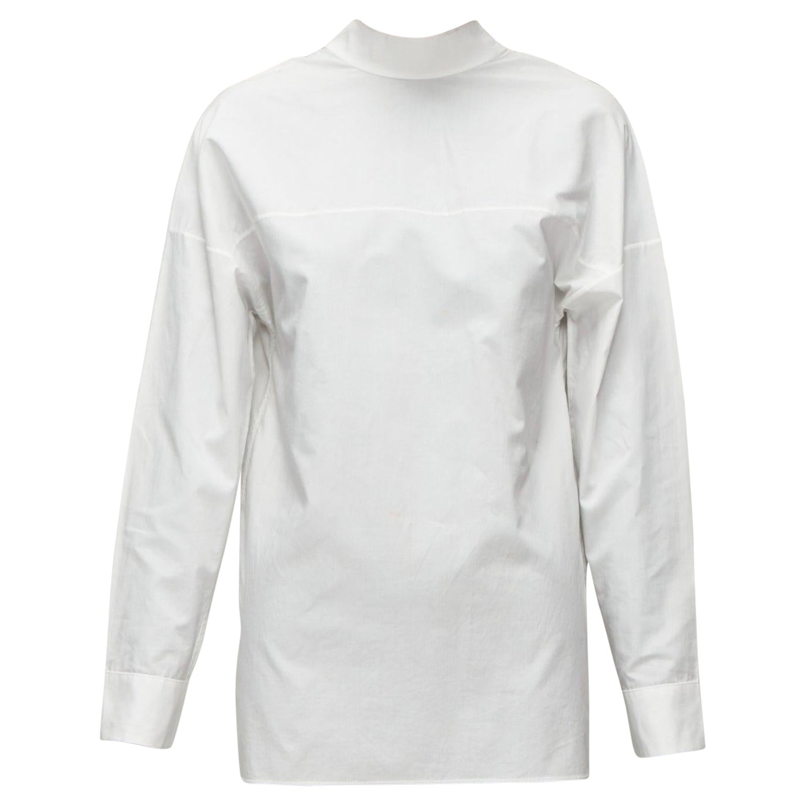 MARNI white cotton minimal front gold hook back panelled white shirt For Sale