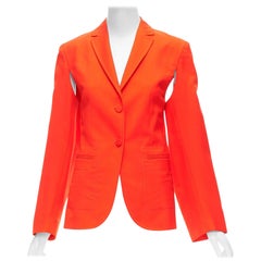 PORTS 1961 neon orangefarbener asymmetrischer Blazer aus Wolle und Seide mit Unterarmausschnitt FR36 S