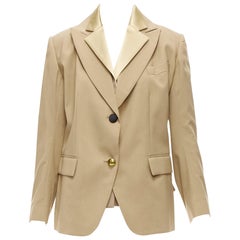 SACAI 2020 beige double collar mixed buttons deconstructed back blazer JP1 S