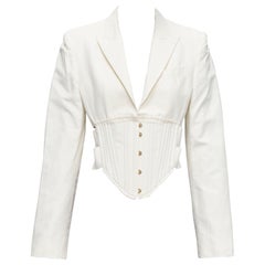STELLA MCCARTNEY cream boned corset cropped cut out blazer jacket IT40 S