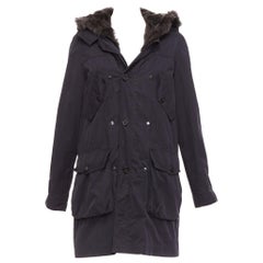 3.1 PHILLIP LIM schwarz Baumwolle braun voll Schafspelz gefüttert Parka Mantel XS