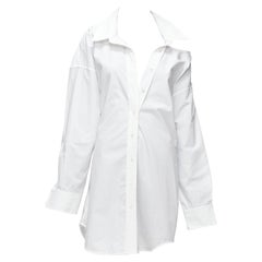 ALEXANDER WANG Weißes dekonstruiertes Hemdkleid aus Baumwolle mit ausgeschnittenenen Schultern US8 L
