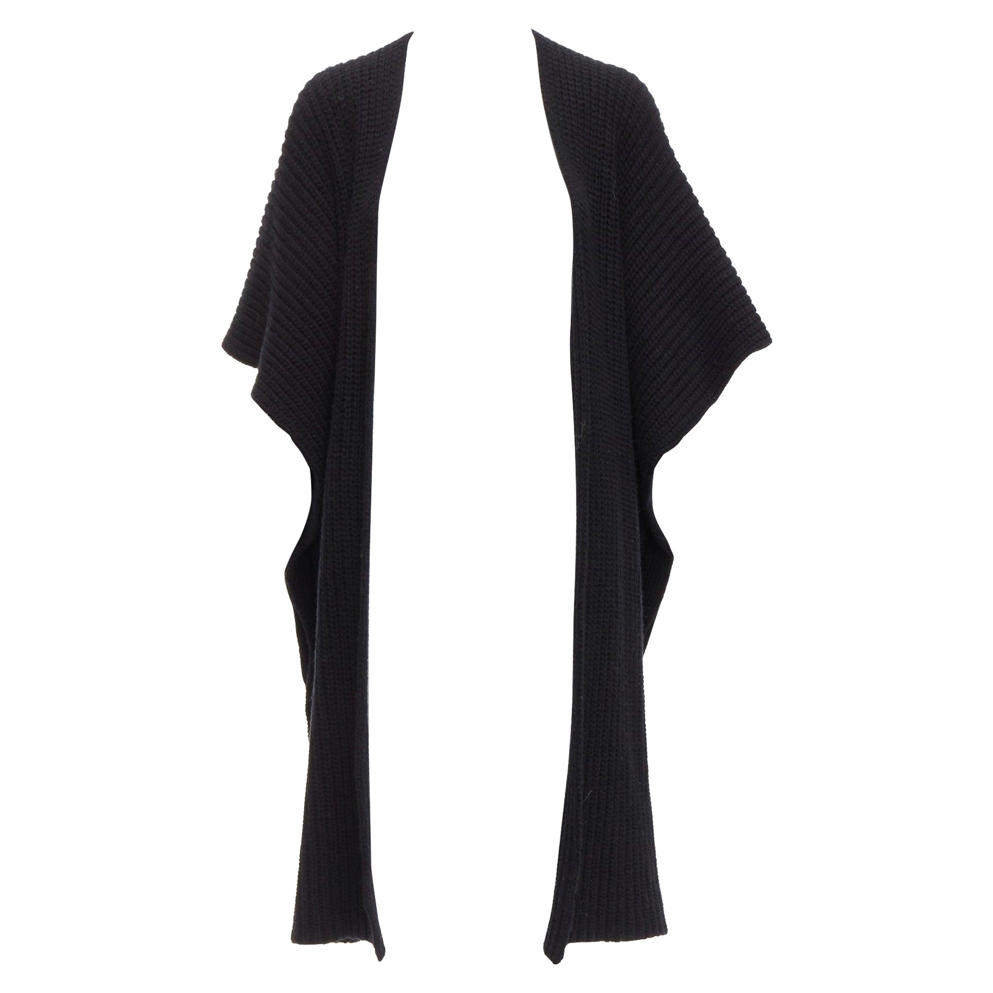 VALENTINO VLTN black 100% virgin wool logo back poncho cardigan M For Sale