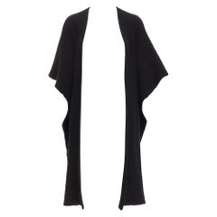 VALENTINO VLTN cardigan poncho noir 100% laine vierge avec logo au dos M