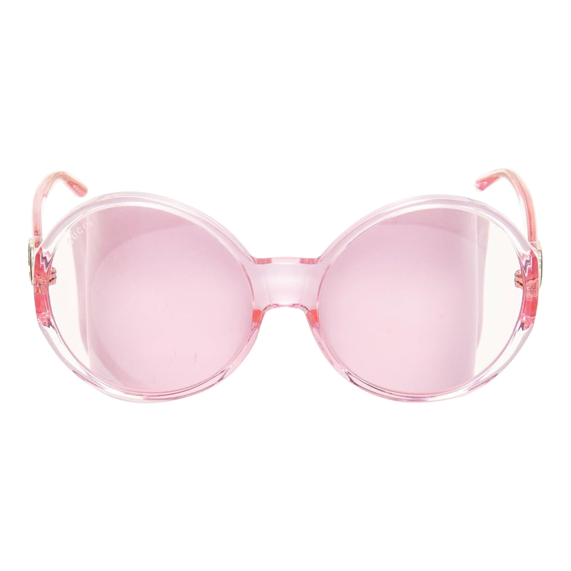 GUCCI Alessandro Michele GG0954S rosafarbene übergroße Sonnenbrille mit rundem Rahmen in Übergröße im Angebot