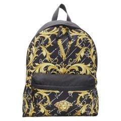 Used VERSACE Gianni Signature gold Barocco Virtus Medusa print nylon backpack bag