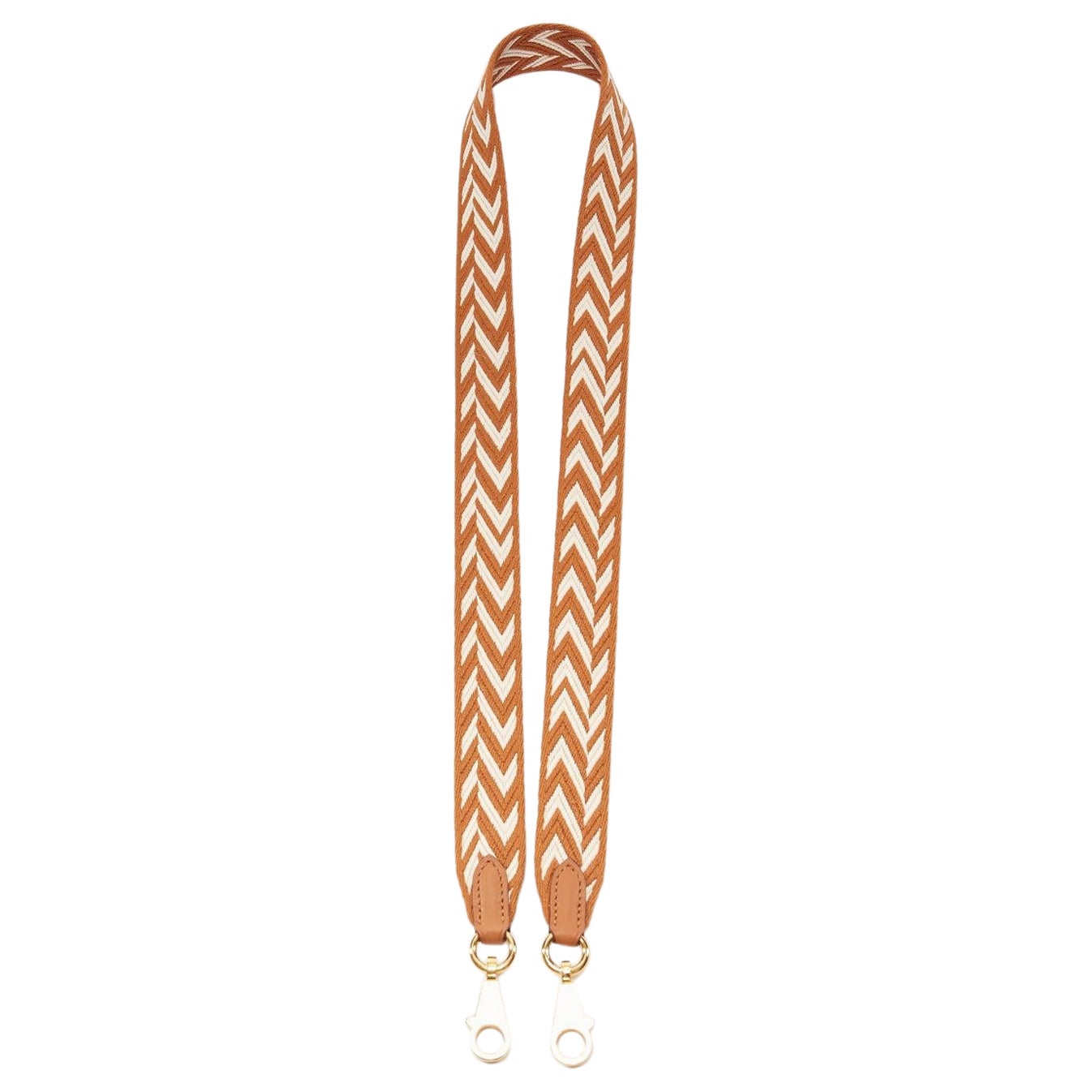 HERMES Sangle 25 brown chevron stripes woven fabric gold hardware bag strap For Sale