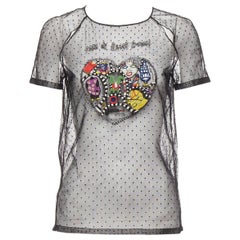 CHRISTIAN DIOR Niki de Saint Phalle black colourful beaded dot mesh sheer top