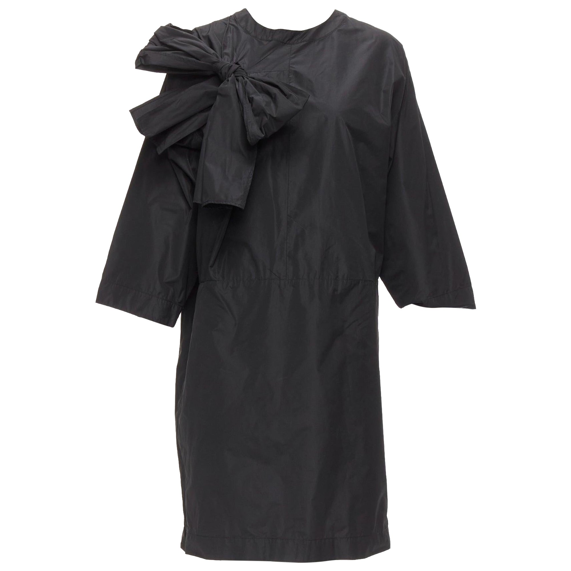 DRIES VAN NOTEN black bow detail chest panelled keyhole tent dress FR36 S For Sale