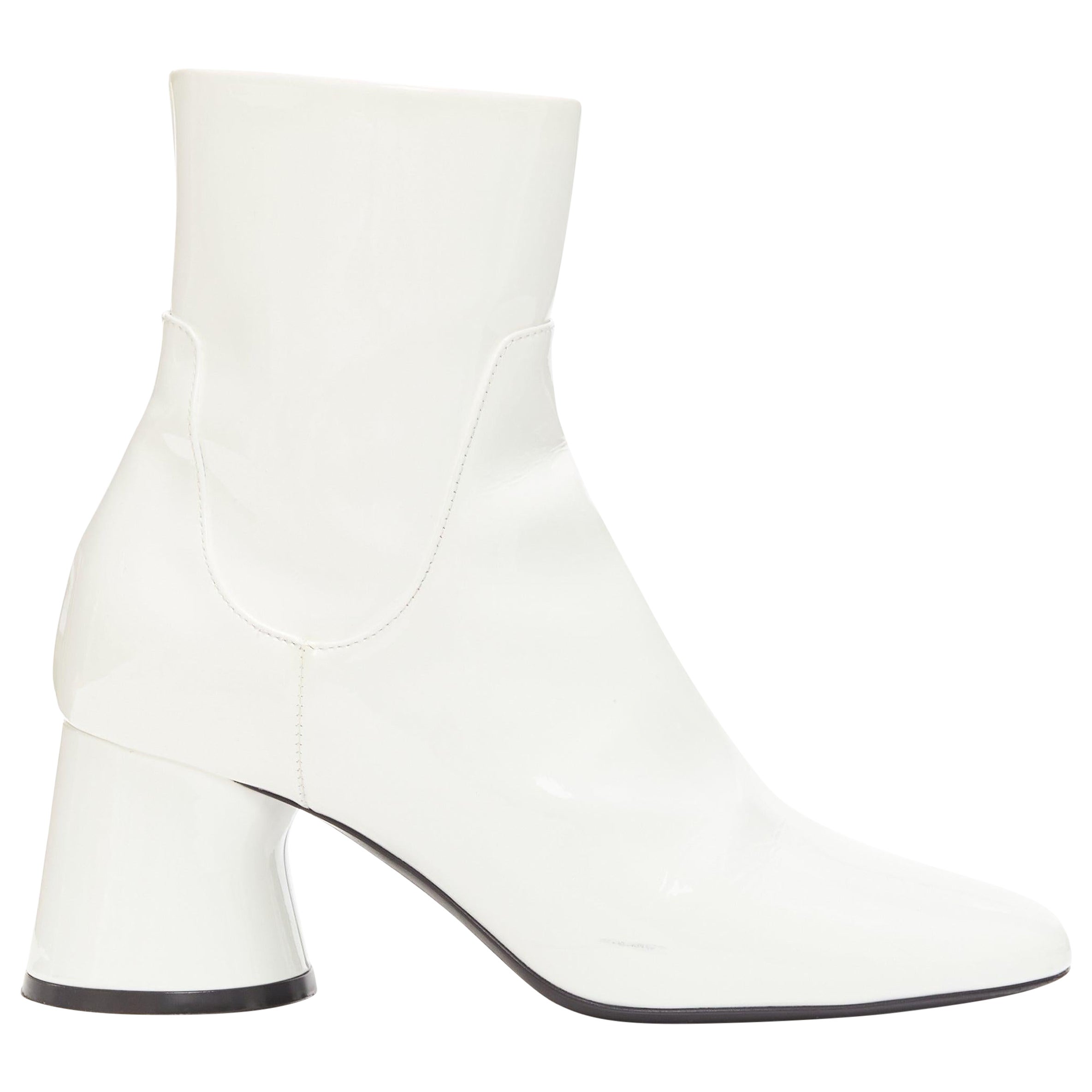 KHAITE Wythe 65 white patent leather chunky heel gogo boots EU37 For Sale