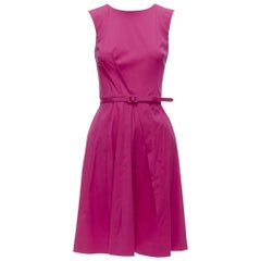 OSCAR DE LA RENTA 2015 Rosa asymmetrisches, plissiertes kniefreies shift-Kleid aus Baumwolle US0 XS