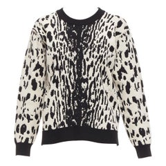 LANVIN 2013 Creme Schwarz Leopard Jacquard Wollmischung Ring Pullover Top S