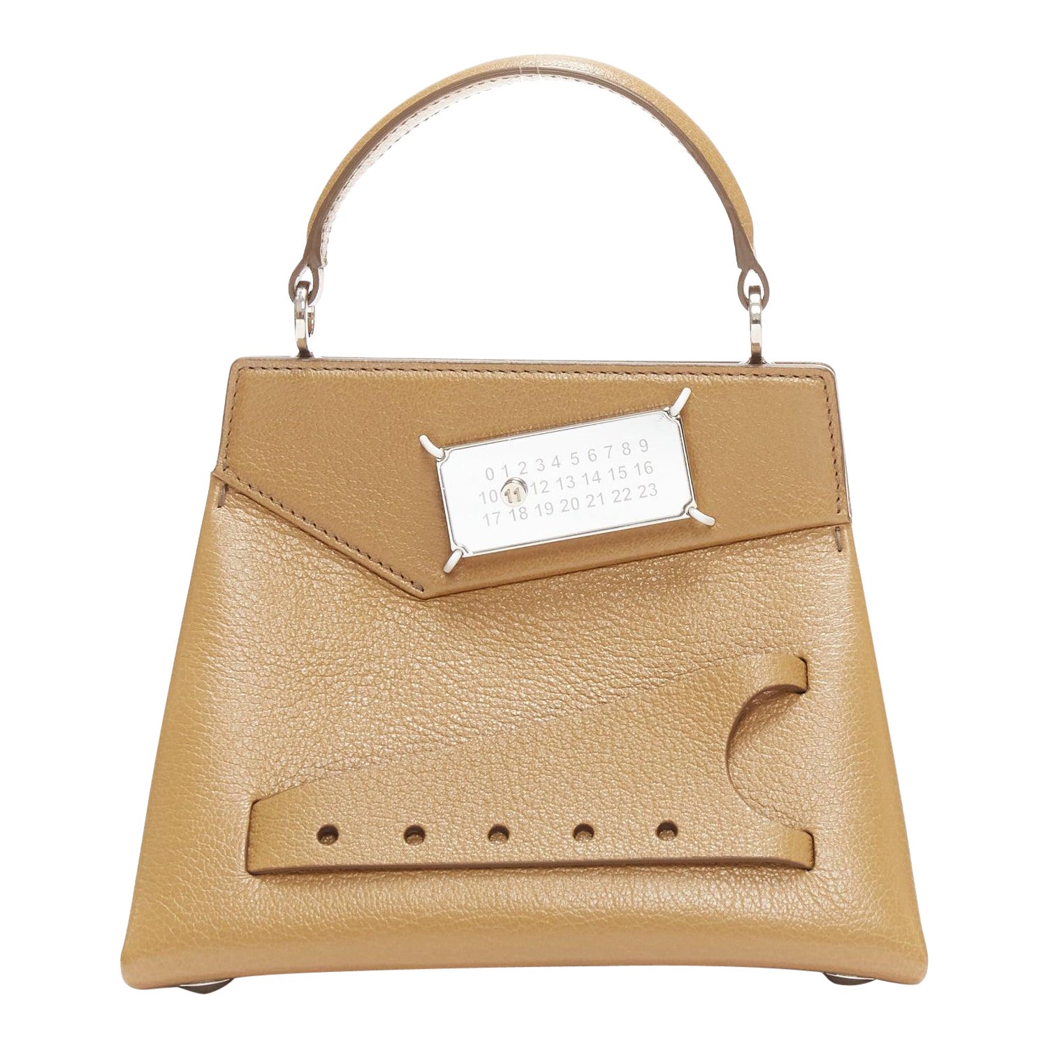 MAISON MARGIELA Snatched tan leather logo buckle top handle small doctor bag