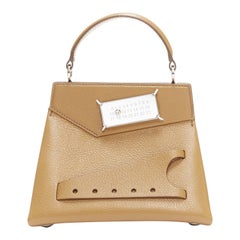 MAISON MARGIELA Snatched tan leather logo buckle top handle small doctor bag