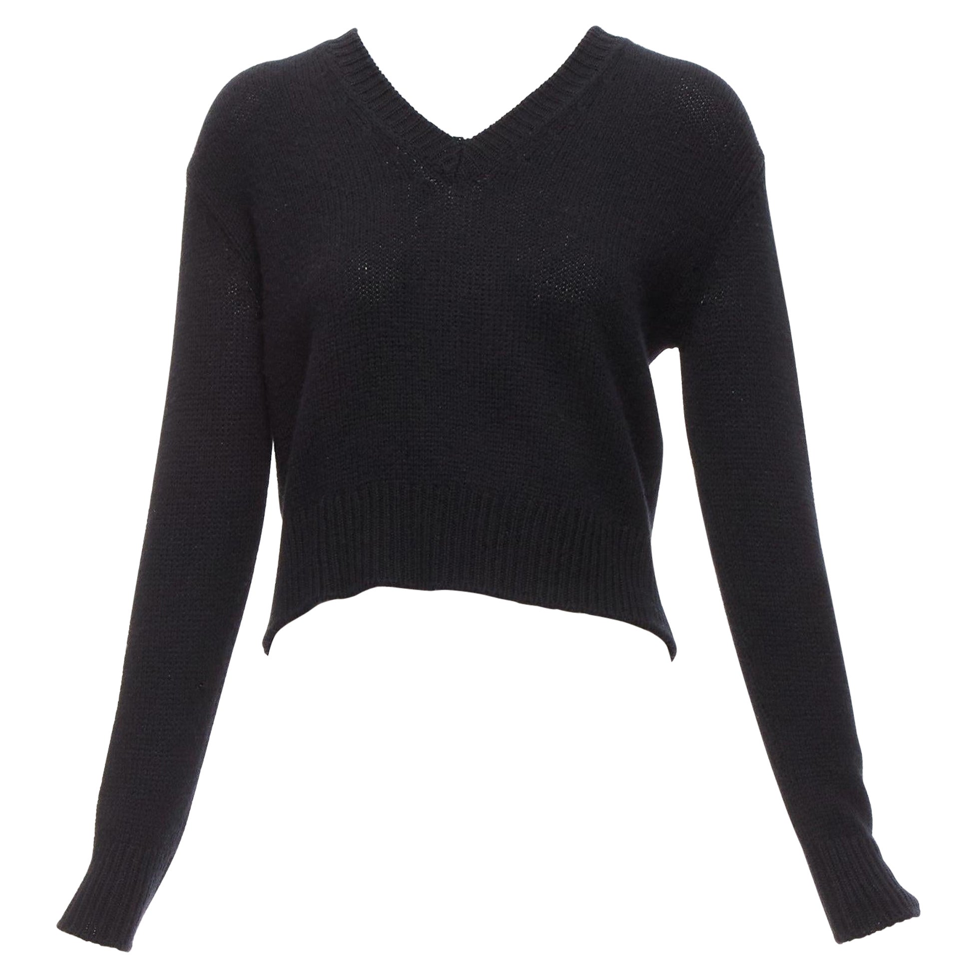 CHRISTIAN DIOR 100% cashmere J'adior Amor black red cropped sweater FR34 XS For Sale