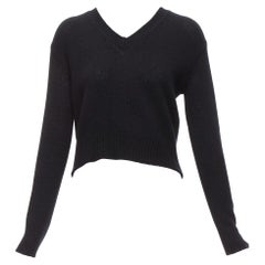 CHRISTIAN DIOR 100% cashmere J'adior Amor black red cropped sweater FR34 XS