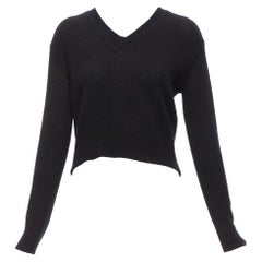 CHRISTIAN DIOR Pull cropped 100% cachemire J'adior Amor noir rouge FR34 XS