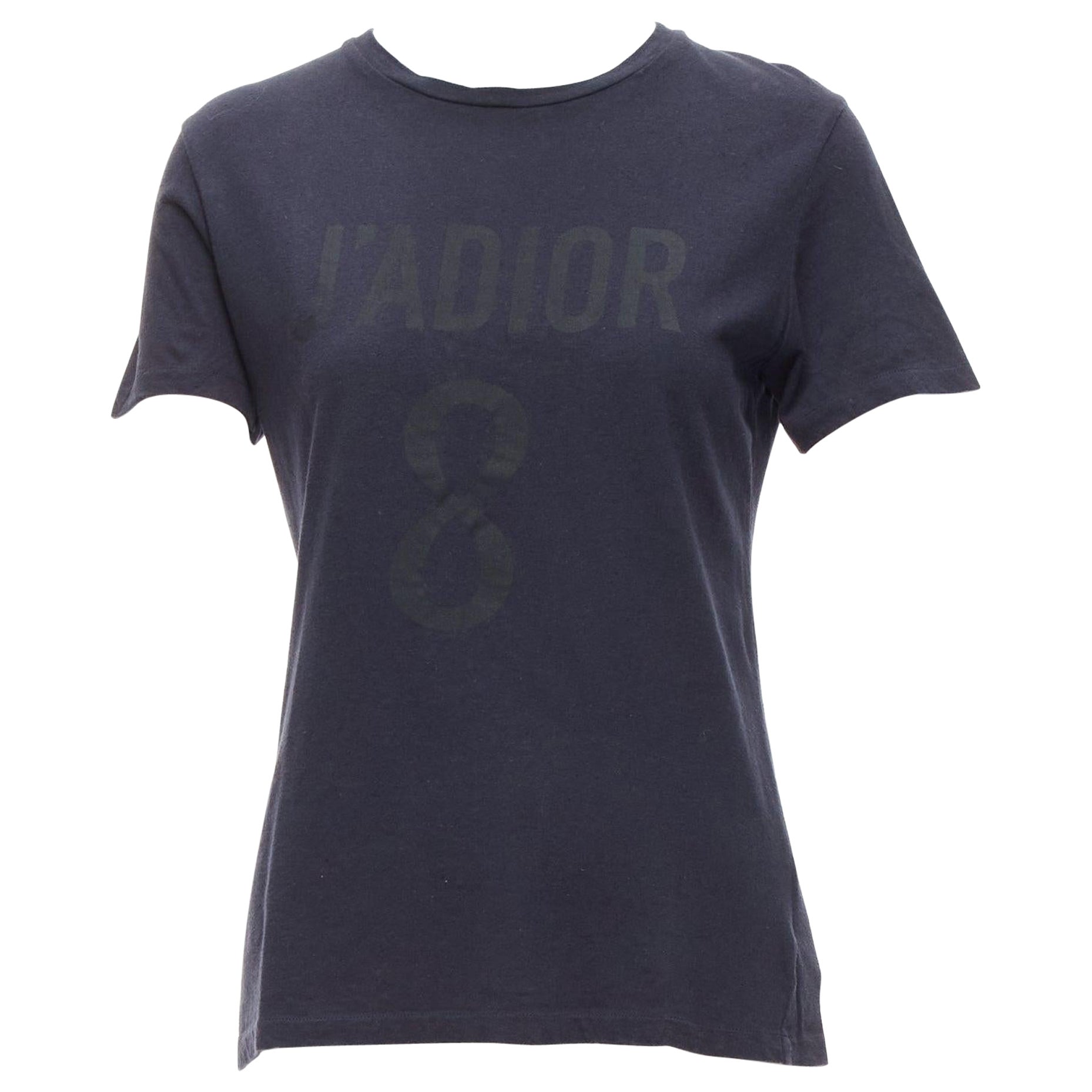 CHRISTIAN DIOR Jadior 8 washed black cotton linen screen print tshirt XS For Sale