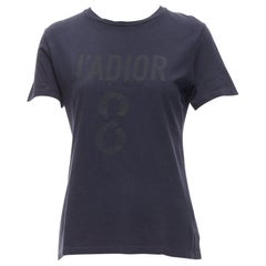CHRISTIAN DIOR T-shirt sérigraphié Jadior 8 en coton noir lavé et lin XS