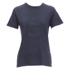 CHRISTIAN DIOR WE Should All Be Feminists Tshirt aus marineblauem Baumwoll-Leinen, gewaschen XS