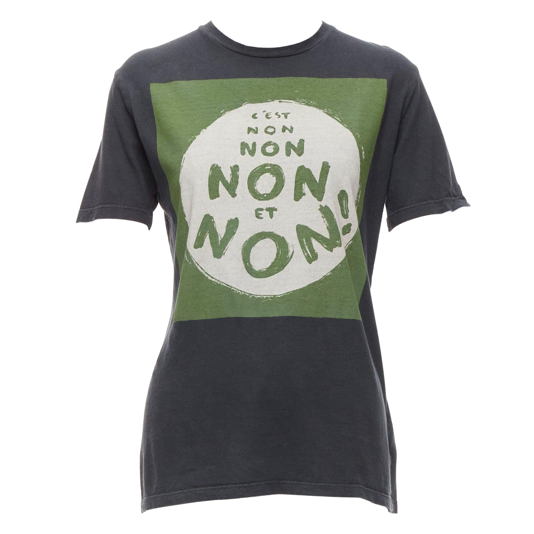 CHRISTIAN DIOR Non Non Et Non washed black green cotton linen tshirt XS For Sale