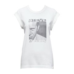 DOLCE GABBANA Vintage Steve Mcqueen Graues Tshirt mit Kapuzenärmeln und Fotodruck IT40 S