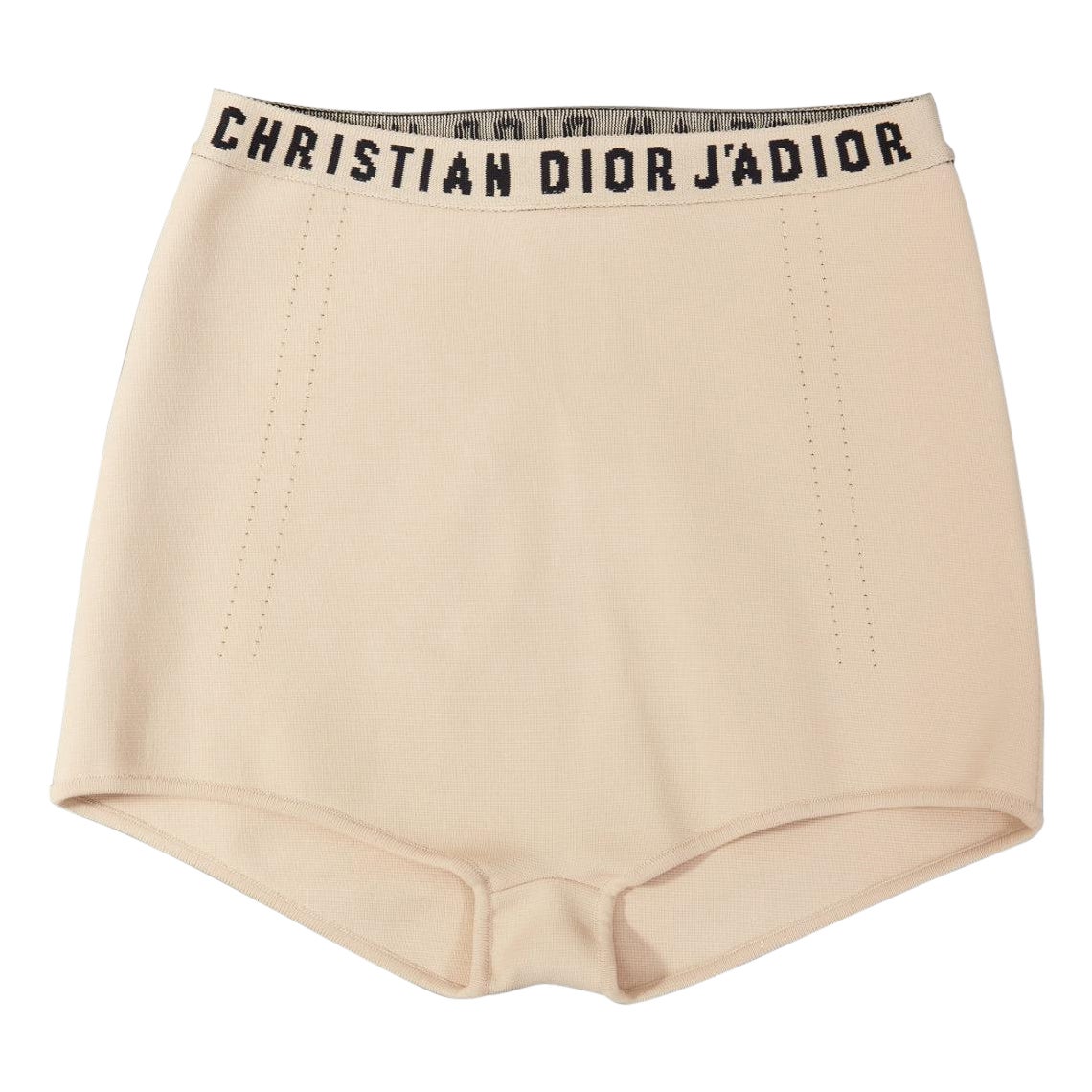DIOR J'adior nude black logo tape waist tight knit boy brief shorts FR34 XS For Sale