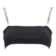 DIOR J'adior schwarz weißes Logo Band Stretch Jersey Bralette Crop Top XS