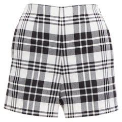 Short taille haute en laine vierge à carreaux noirs CHRISTIAN DIOR FR32 XXS