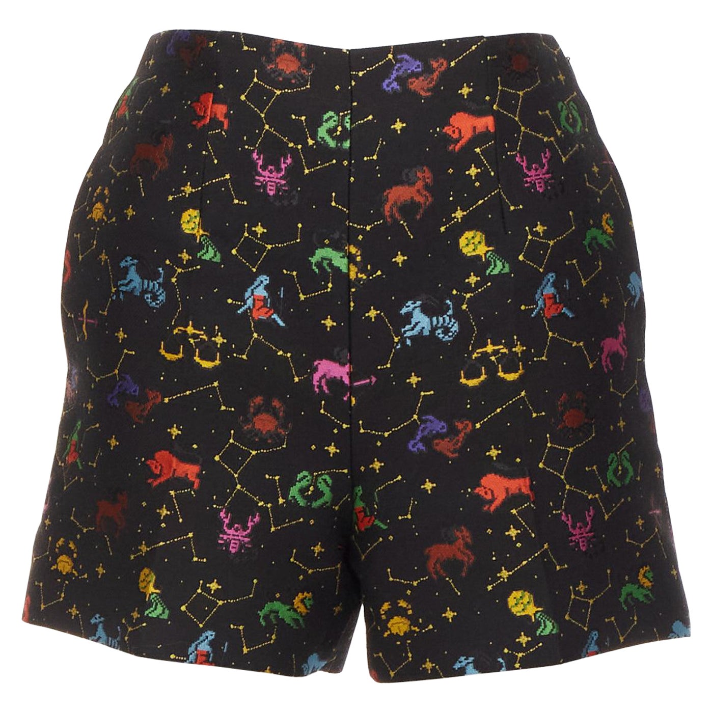 DIOR Lucky Dior black colorful astrology jacquard high waisted shorts FR32 XXS For Sale