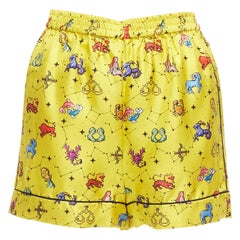 CHRISTIAN DIOR 100% silk Lucky Dior yellow astrology boxer shorts FR32 XXS