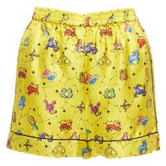 CHRISTIAN DIOR 100% silk Lucky Dior yellow astrology boxer shorts FR32 XXS