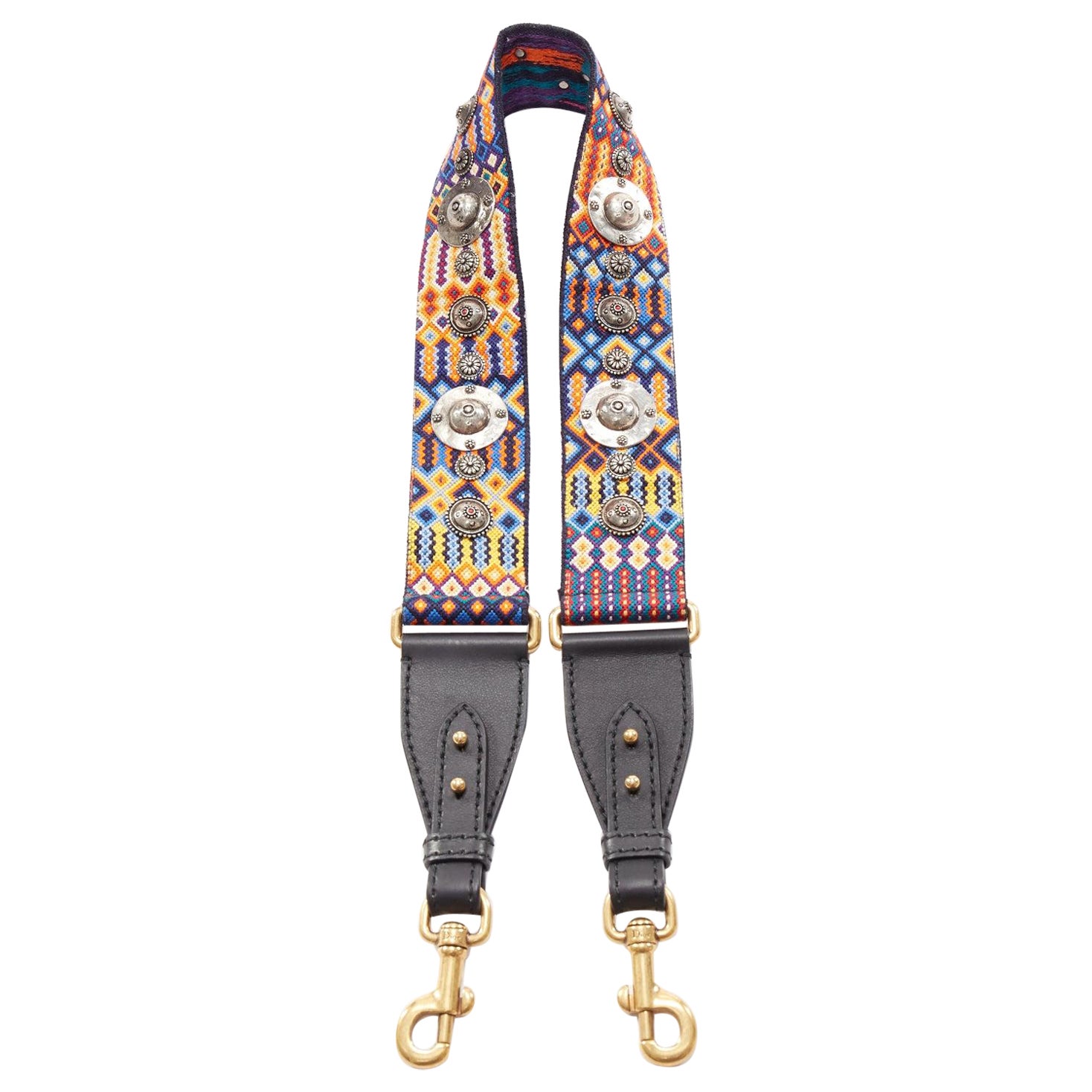 CHRISTIAN DIOR Fiesta Medallions Limited metal boho ethnic long bag strap 50mm For Sale