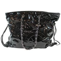 Patent Leather Silver Tone Chain Bon Bon Tote Bag 3