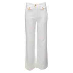 ISABEL MARANT white cotton gold buttons nautical wide crop pants FR36 S