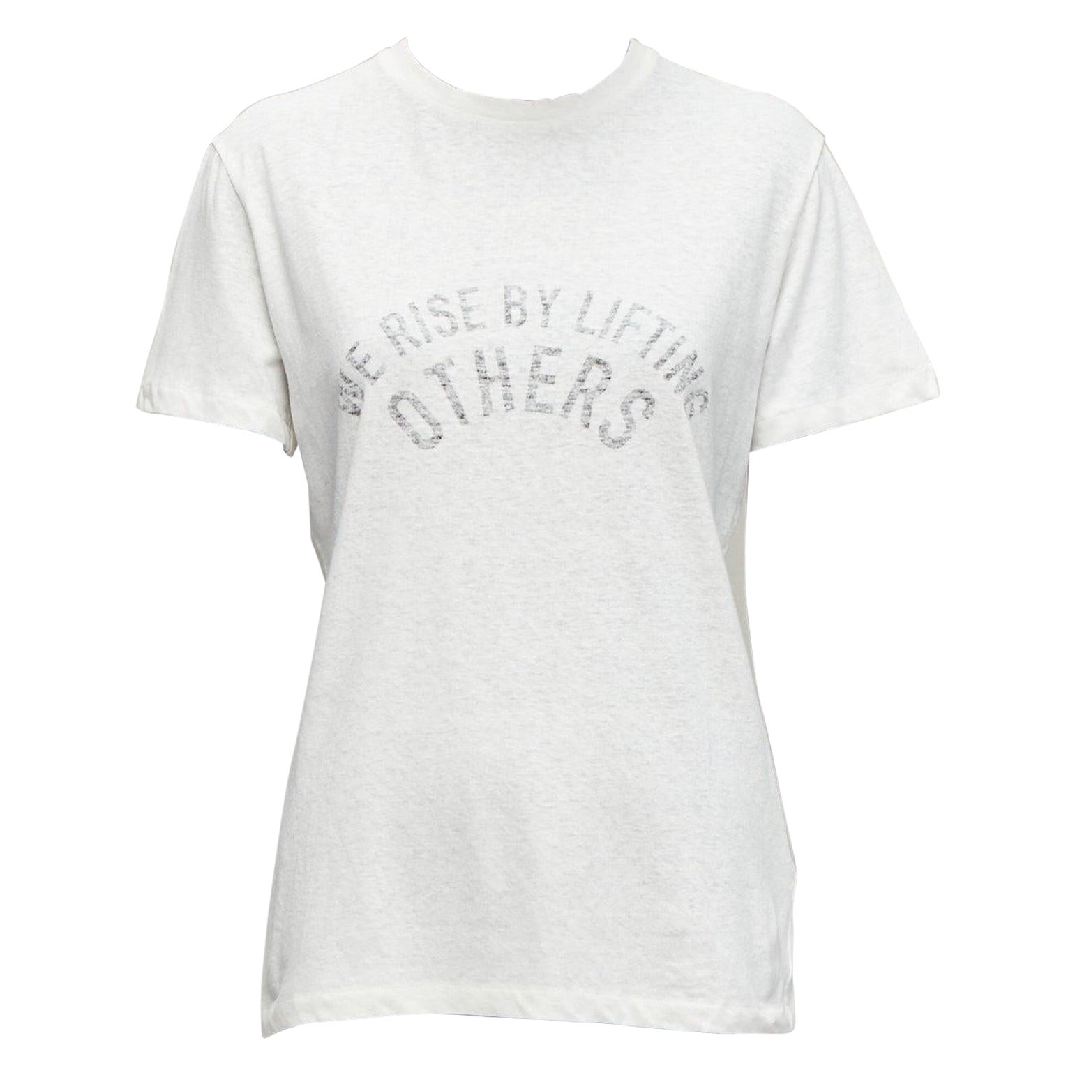 DIOR WE Rise By Lifting Others reversed print cotton linen white tshirt XS For Sale