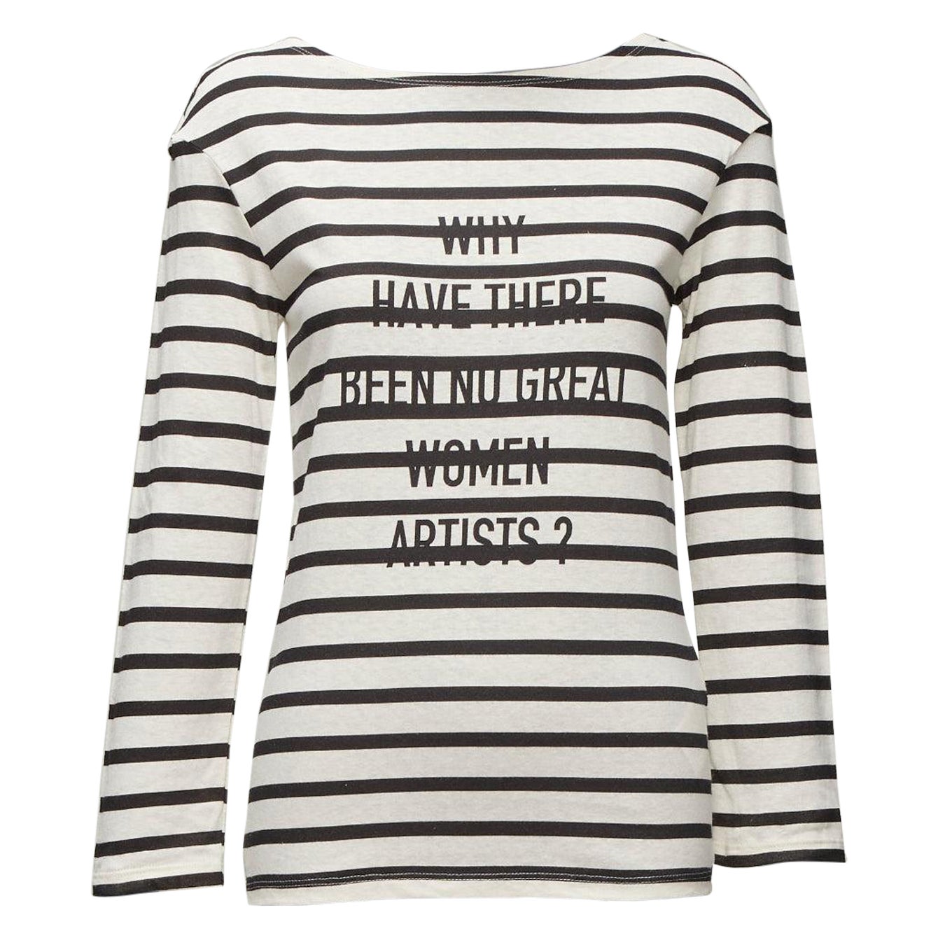 CHRISTIAN DIOR No Great Women Artists black cream stripes long sleeve tshirt XS For Sale