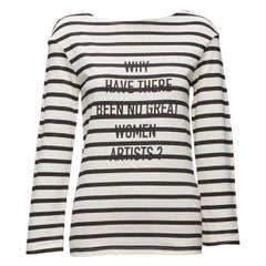 CHRISTIAN DIOR No Great Women Artists schwarz cremefarben gestreiftes Langarm-T-Shirt XS